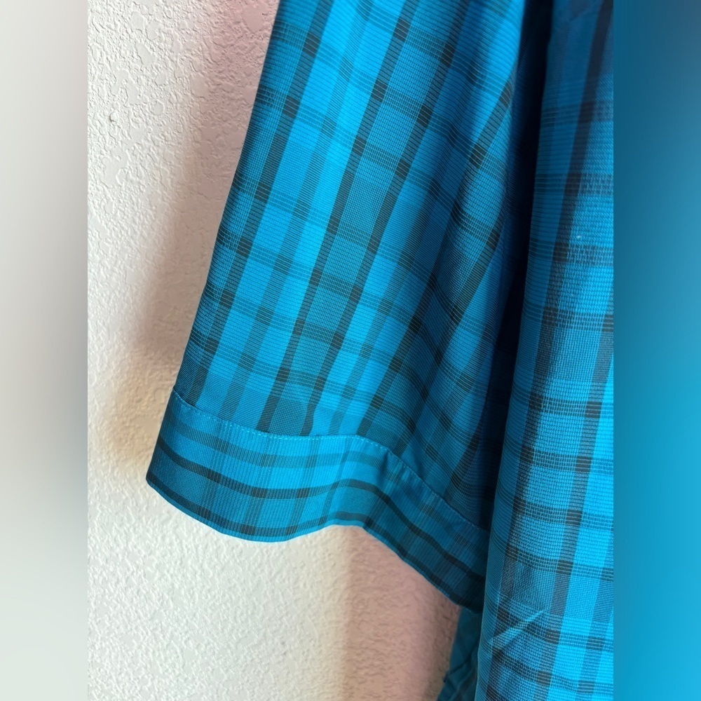 Maggie Barnes Teal Blue Black Plaid Check 3/4 Sleeve Button Up Blouse 2X 22/24W - Picture 3 of 7